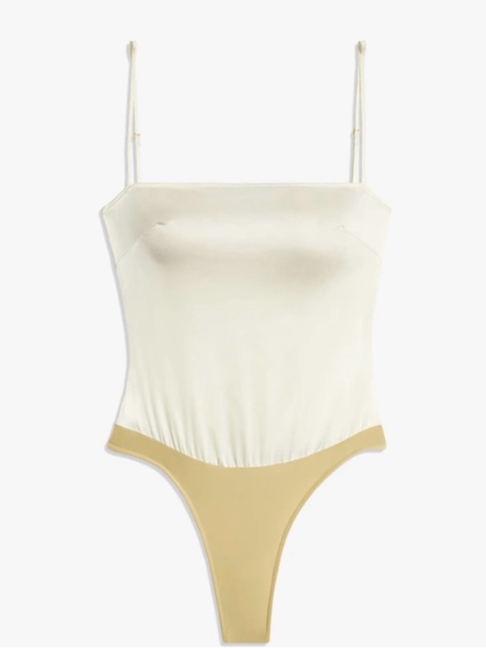 Danielle Bernstein Stretch Charmeuse Strappy Bodysuit in ZTB Vanilla Size 16 NWT